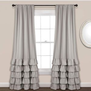 Set of 2 Lavender Ruffled Curtains 84” x 48”